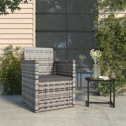 The Living Store Vrtni fotelj z blazino siv poli ratan - Vrtni Fotelj, (21458989) Slike