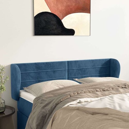  Vzglavje z u&amp;scaron;esi temno modro 147x23x78/88 cm žamet, (20934006) Slike