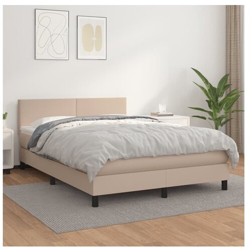 vidaXL Krevet s oprugama i madrac cappuccino 140x190cm od umjetne kože Cijene