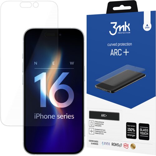 3mk ARC+ KALJENO STEKLO ZA APPLE IPHONE 16 - ZA&amp;Scaron;ČITNI OVITEK ZA EKRAN, (21977284) Slike