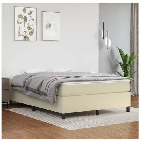 vidaXL Okvir za krevet s oprugama krem 140x190 cm od umjetne kože
