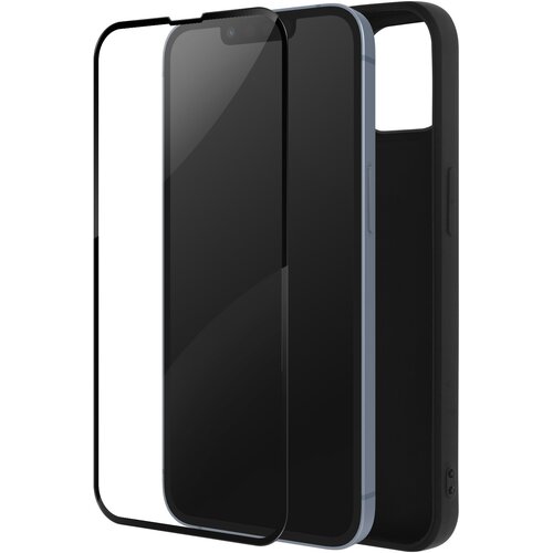 AVIZAR iPhone 14 s popolno zašcito, mat crno silikonsko ohišje, kaljeno steklo 9H, crn obris, (20715109) Cene