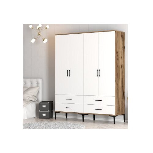 Hanah home kumsal tt - walnut, white walnutwhite wardrobe Slike