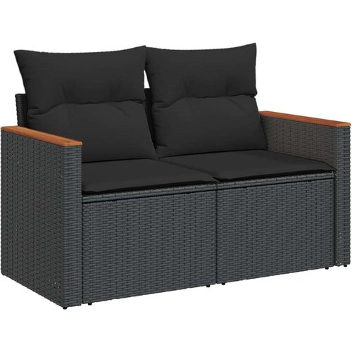  4-dijelni set vrtnih sofa od poliratana s jastucima crni Slike