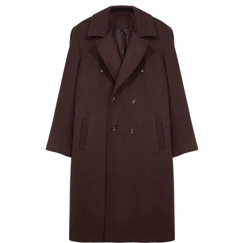 Trendyol Brown Loose Fit Double Breasted Long Stitched Winter Coat Slike