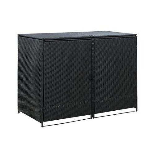 Poli Ukrasna Kutija od Poliratana za 2 Kante za Otpad Crna 148x80x111 cm Cijene
