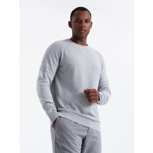 Ombre Men's raglan sweater with ribbed sleeves - grey melange Slike