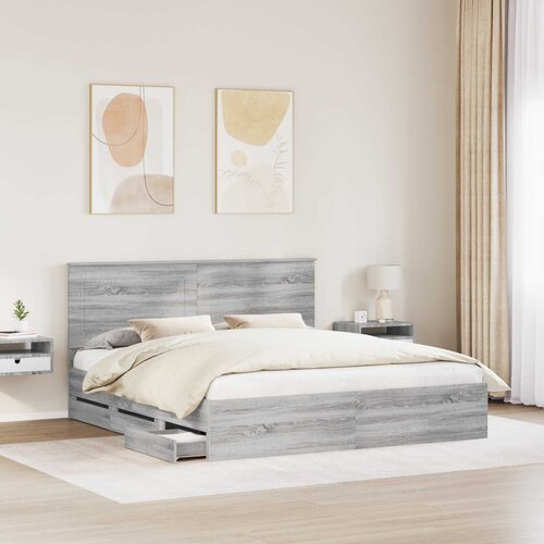  Krevetna konstrukcija Siva Sonoma 200 x 200 cm Inženjersko Drvo Slike