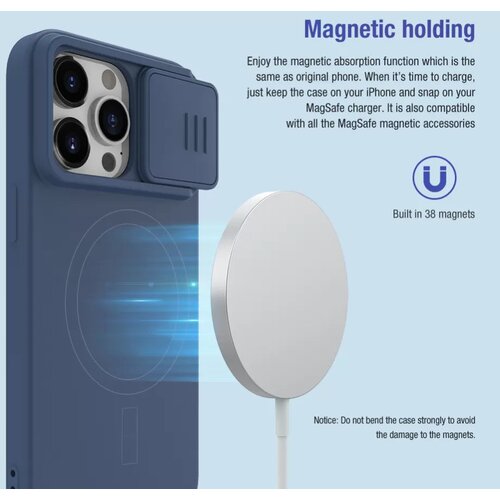 Nillkin CamShield Silky MagSafe silikonski ovitek za iPhone 15 Pro Max - Midnight Blue Cene