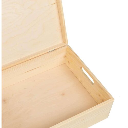  kutija s poklopcem i ručkama 40x30x13 cm puno drvo bor Slike