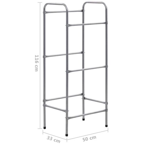 Police za pohranu za 3 sanduka srebrne 50 x 33 x 116 cm čelične Slike
