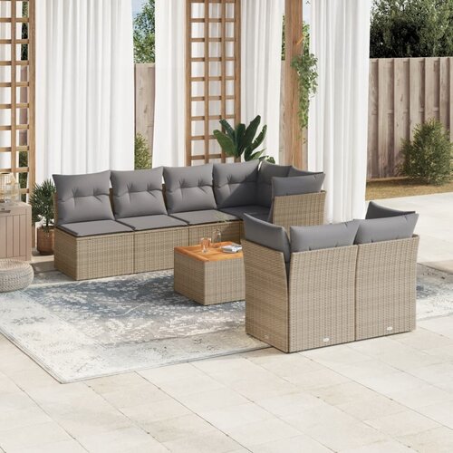 VidaXL 8-dijelni set vrtnih sofa od poliratana s jastucima bež Slike