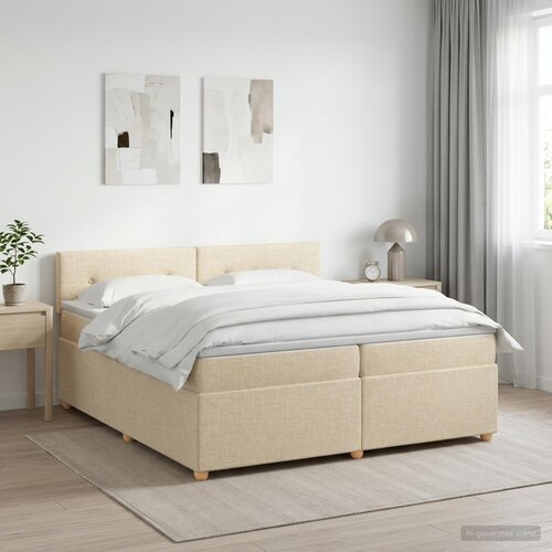  Boxspring krevet s madracem Krem 200 x 200 cm Tkanina Cene