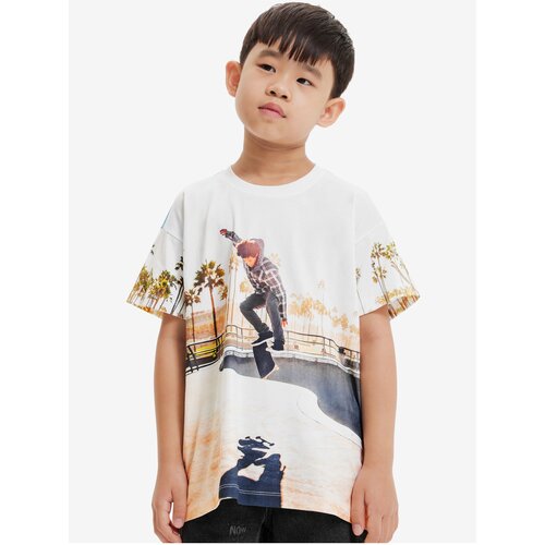 Desigual White boys&amp;#039; T-shirt with print Aqua - Boys Slike