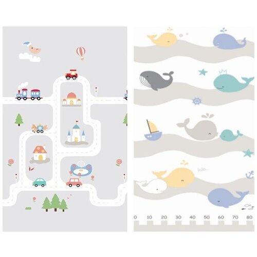 Playtime sklopiva dvostrana podloga Grad + Kitovi 120x180x1 cm Cene