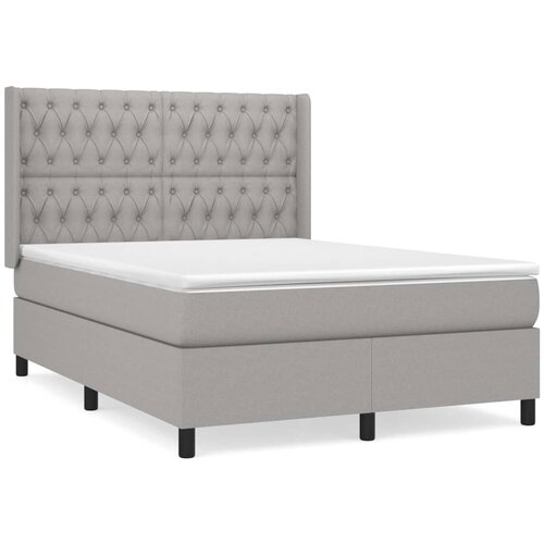 VidaXL Box spring postelja z vzmetnico svetlo siva 140x200 cm blago, (20726168) Slike