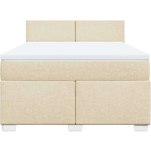 VidaXL Krevet s oprugama i madracem krem 140 x 190 cm od tkanine Slike