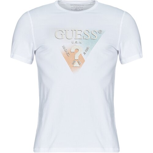 Guess Majice s kratkimi rokavi TRIANGLE TEE Bela Slike
