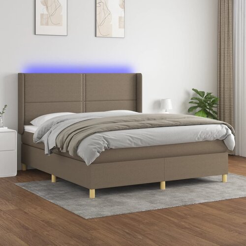  box spring s madracem LED smeđesivi 180x200 cm tkanina Cijene