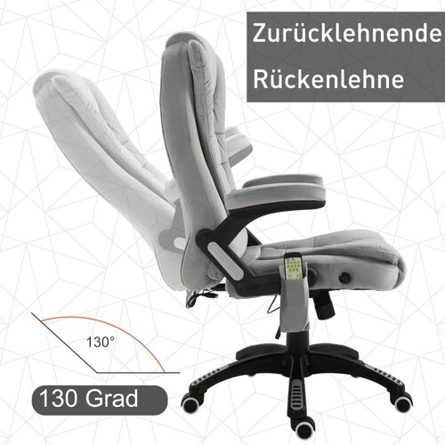  Uredska stolica s masažom i grijanjem ergonomska bar&amp;scaron;unasta siva Slike