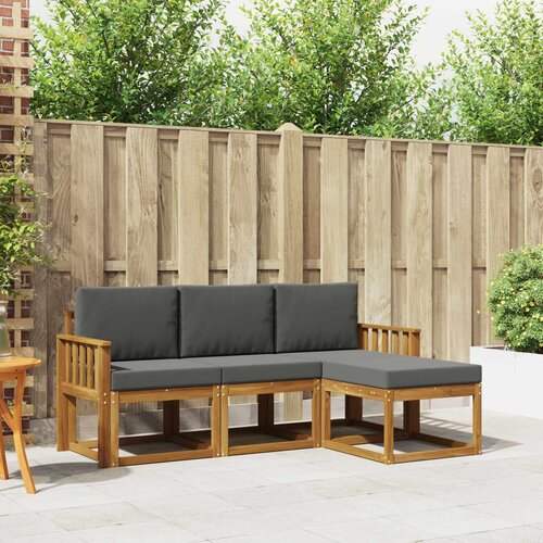  Set vanjskih sofa 4 kom. Prirodna i antracit Smeđa 189,5 x 122,5 x 73 cm Slike