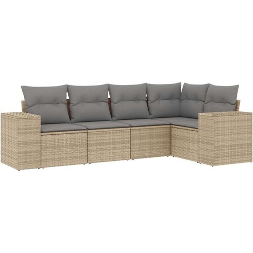 VidaXL 5-dijelni vrtni set sofa s jastucima bež od poliratana Slike
