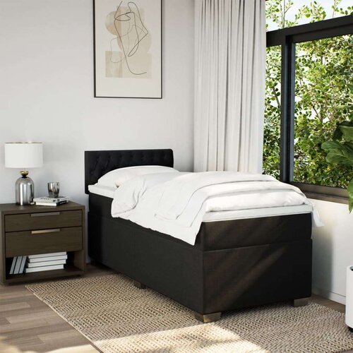 VidaXL Box spring krevet s madracem crni 90x190 cm od tkanine Slike