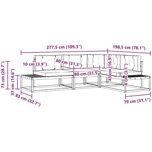  Set vanjskih sofa Bijela 277 5 x 198 5 x 73 cm Poliester Slike