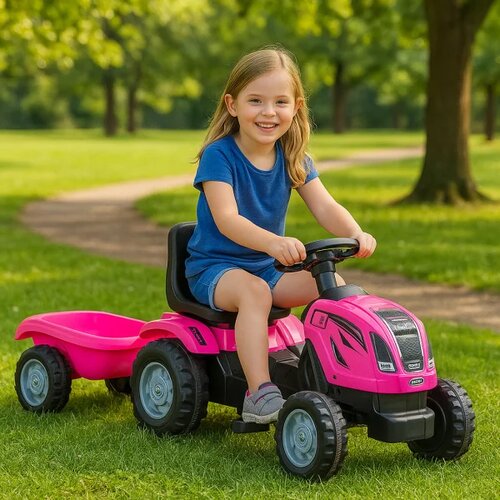Traktor za decu sa prikolicom &ndash; Roze Cene