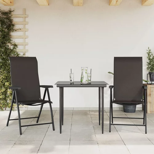 vidaXL Sklopive vrtne stolice 2 kom boje crne kave od poliratana