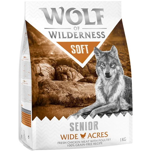 Wolf of Wilderness 3 + 1 gratis! 4 x 1 kg - SENIOR Wide Acres - piletina (poluvlažna)