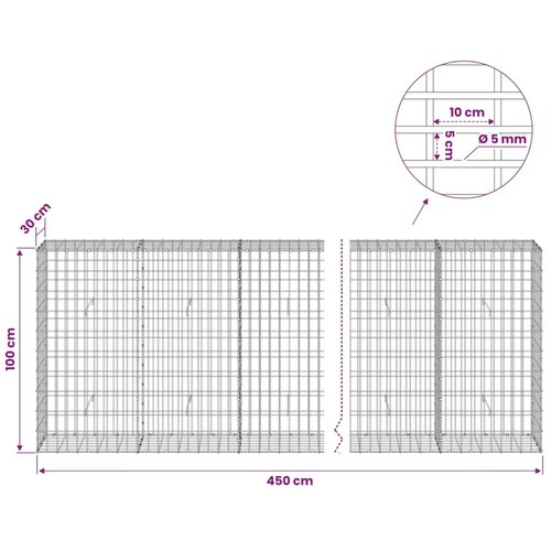  Gabion s žicom debljine 5 mm i mrežom 5x10 cm 450x30x100 cm - 30 cm 100 cm 450 cm Slike