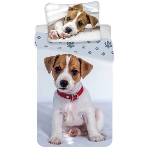 Jerry Fabrics Siva enojna bombažna otro&amp;scaron;ka posteljnina 140x200 cm Dog &amp;ndash; Slike
