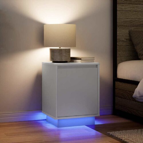  Noćni ormarići s LED svjetlima 2 kom bijeli 38x34x50 cm Cene