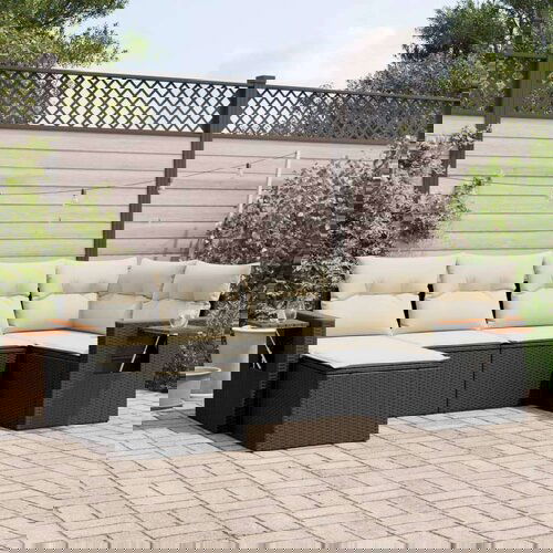 vidaXL 6-dijelni set vrtnih sofa s jastucima crni od poliratana Cijene
