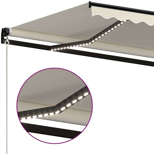  Tenda na ručno uvlačenje s LED svjetlima 450 x 350 cm krem Slike