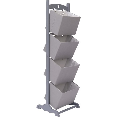VidaXL 4-nadstropno stojalo s ko&amp;scaron;arami temno sivo 35x35x125 cm les Slike