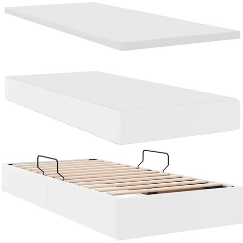  Krevet s madracem i skladi&amp;scaron;tem Bijelo 100 x 200 cm Lažna koža Slike