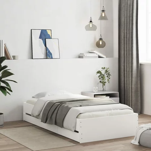  Okvir kreveta s ladicama bijelo 75x190 cm drveni