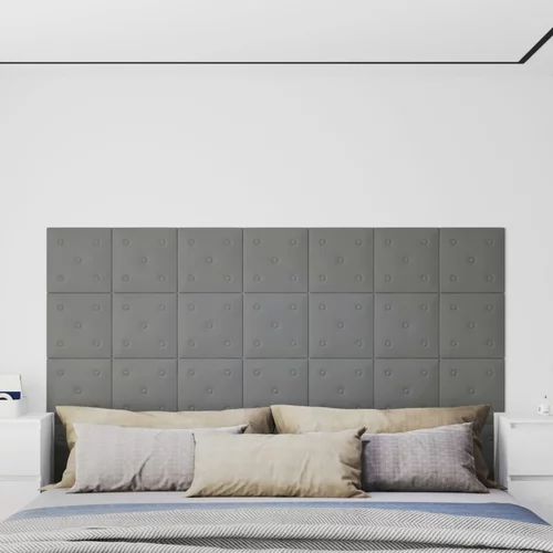 vidaXL Zidne ploče od umjetne kože 12 kom sive 30 x 30 cm 1,08 m²