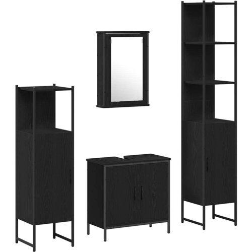 VidaXL Komplet pohi&amp;scaron;tva za kopalnico 4 pcs Črna Konstruiran les, (5000157275) Slike