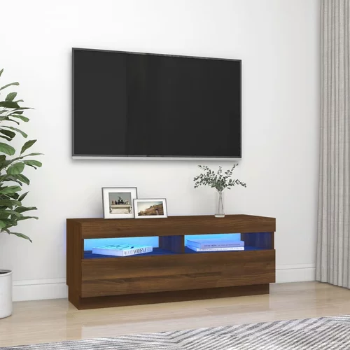 vidaXL TV omarica z LED lučkami rjavi hrast 100x35x40 cm