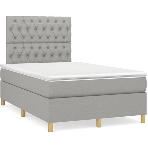 VidaXL Boxspring postelja z vzmetnico svetlo siva 120x190 cm blago Slike