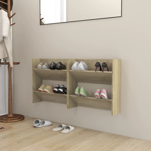 vidaXL Stenska omara za čevlje 2 kosa sonoma hrast 60x18x60 cm Cene