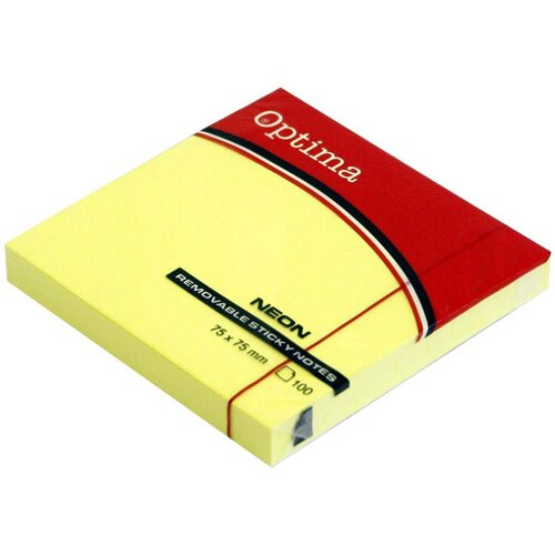 Optima Blok samolepilnih lističev, 75 x 75, 100 listov, neon rumen Slike