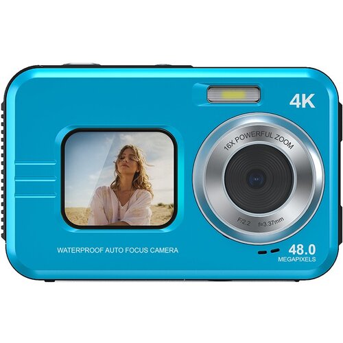 INF 4K Vodoodporni Digitalni Fotoaparat z Dvojnim Zaslonom za Selfije Blue, (5000071117) Cene