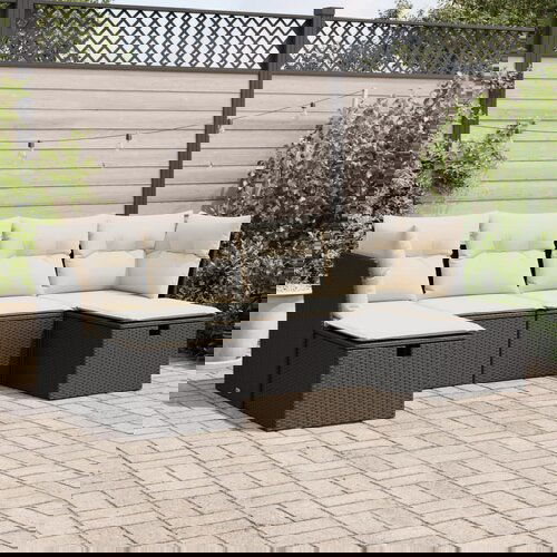 vidaXL 6-dijelni set vrtnih sofa s jastucima crni od poliratana Cijene