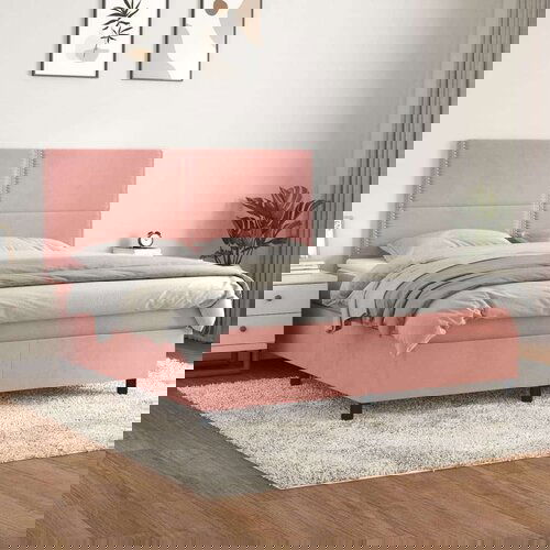  Krevet s oprugama i madracem ružičasti 160x200 cm baršunasti Cijene