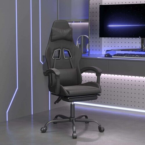  Gaming stol z oporo za noge črno umetno usnje, (21378206) Cene