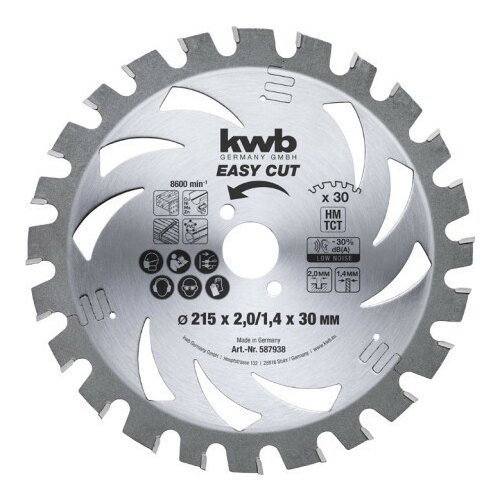 KWB easycut rezni disk za cirkular 215x30, 30Z, HM, za drvo/metal(nonFe)/plastiku, energy saving ( 49587938 ) Slike